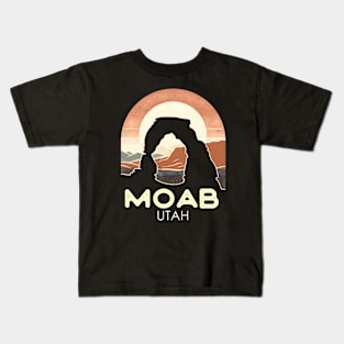 Vintage Delicate Arch Moab Utah Silhouette Kids T-Shirt